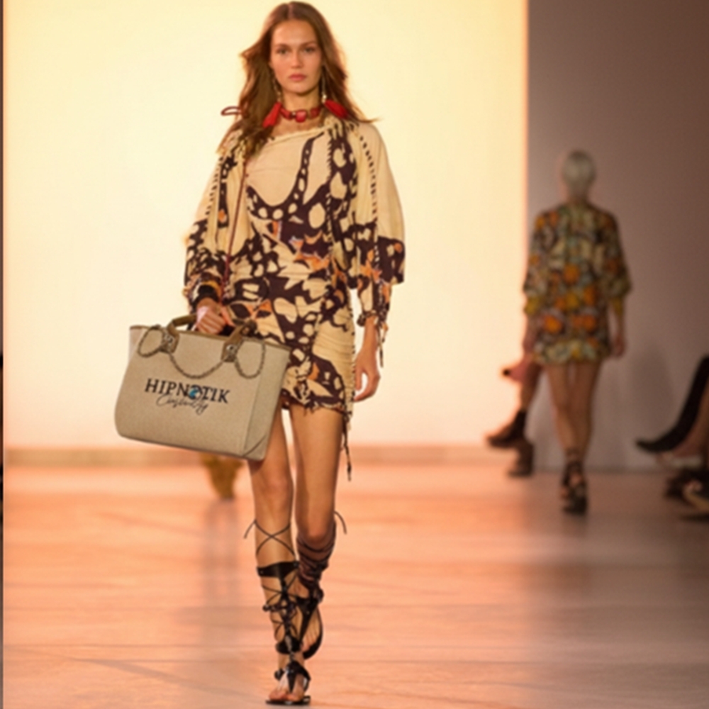 Bolso lino bordado 3D