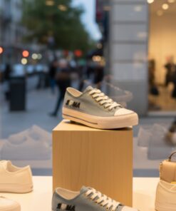 Zapatillas casual de lona con plataforma – Azul “Amor”