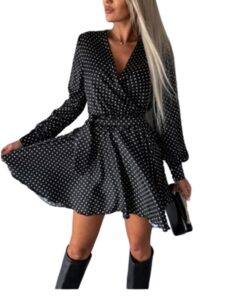 Vestido Corto de licra color negro con Lunares