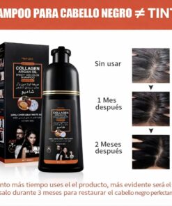 Champú Tinte Negro 400 ml | Cubre Canas con Colágeno y Argán