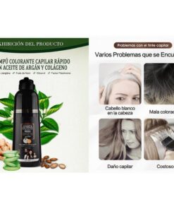 Champú Tinte Negro 400 ml | Cubre Canas con Colágeno y Argán